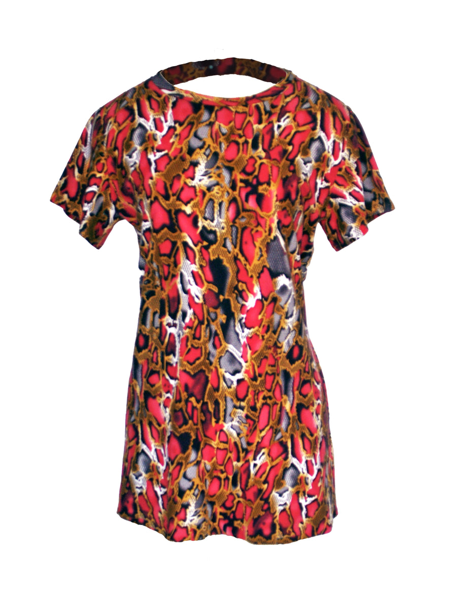 新品　T. japan print sleeve tunic Ali Miles Petite Size Woven Geometric Abstract Print Wire